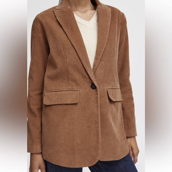 NWT b. Young BYDanna Toasted Coconut Corduroy Jacket - Picture 3 of 6